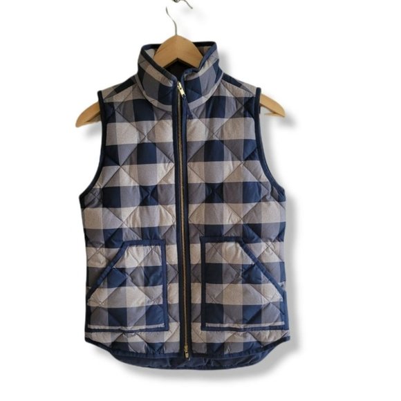 J. Crew Blue and White Checkered Vest - Picture 1 of 8